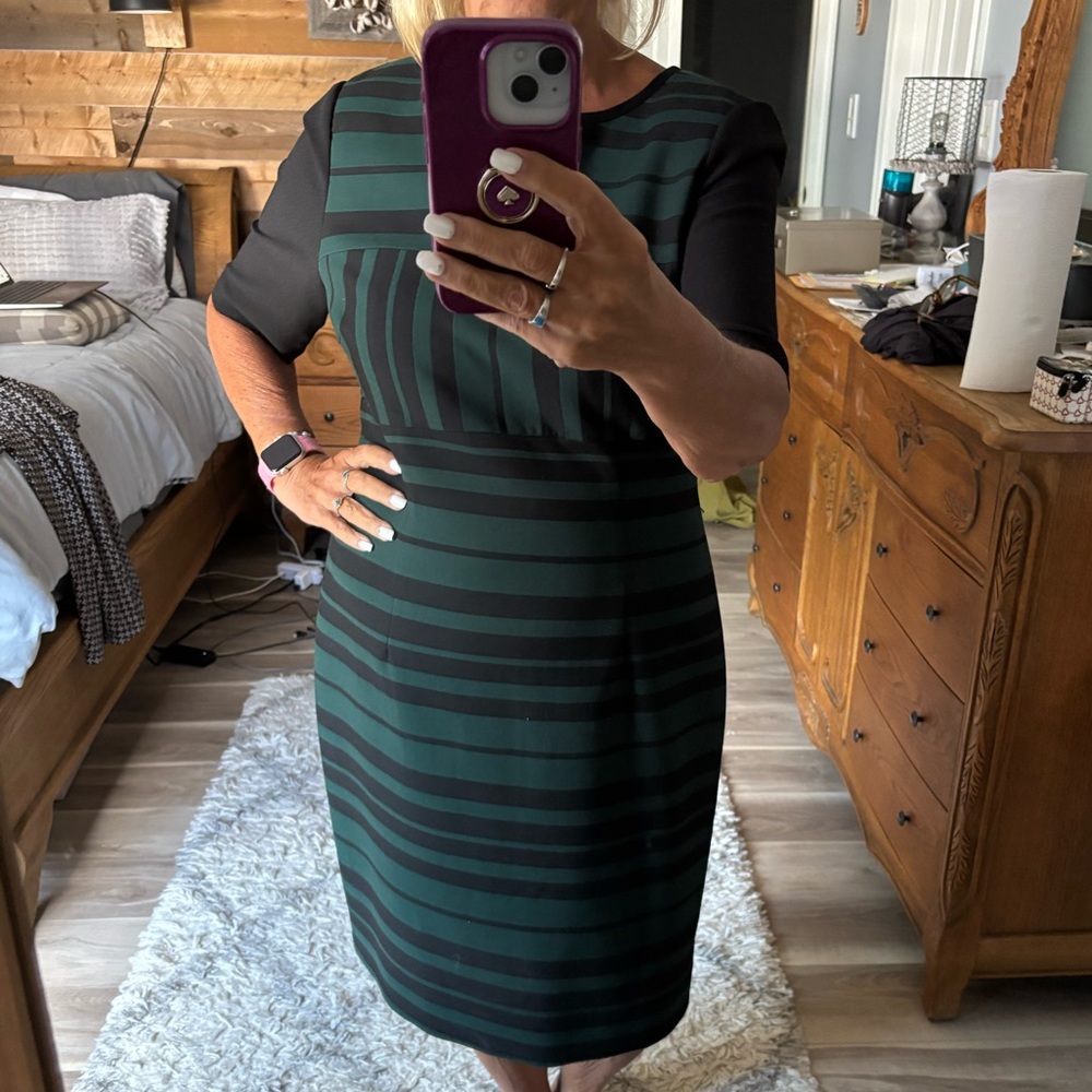 ANTONIO MELANI Green and Black Midi Dress